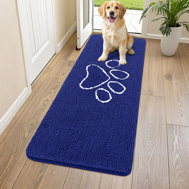 Dog Door Mat for Muddy Paws, Absorbent Dirt Trapper Non Slip Quick Dry Washable Chenille Mat for Mud Dogs, Entry Rug for Indoor and Outdoor (30X20 Inches, Grey)