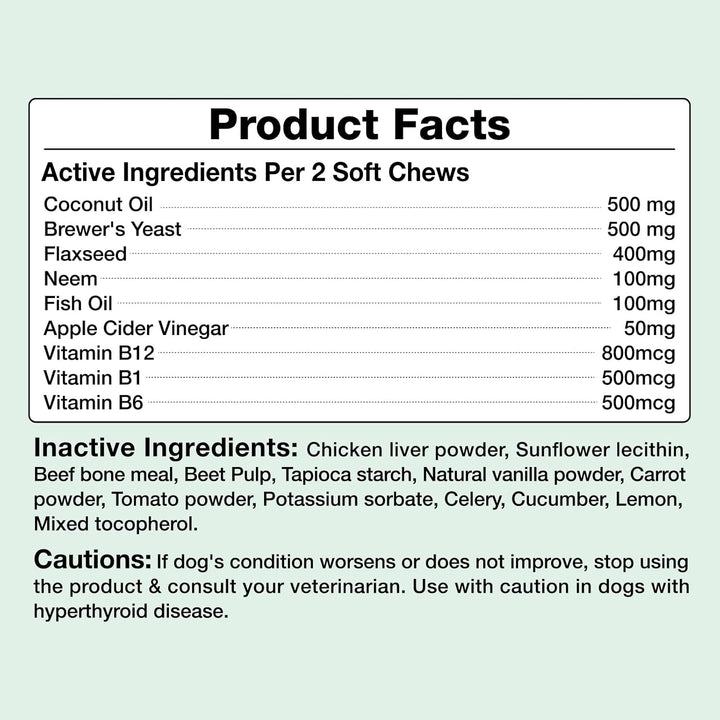 Flea and Tick Prevention for Dogs Chewables - 180 Treats - Natural Dog Flea and Tick Treatment Chewable Supplement for All Breeds & Ages - Soft Chews - Chicken Flavor