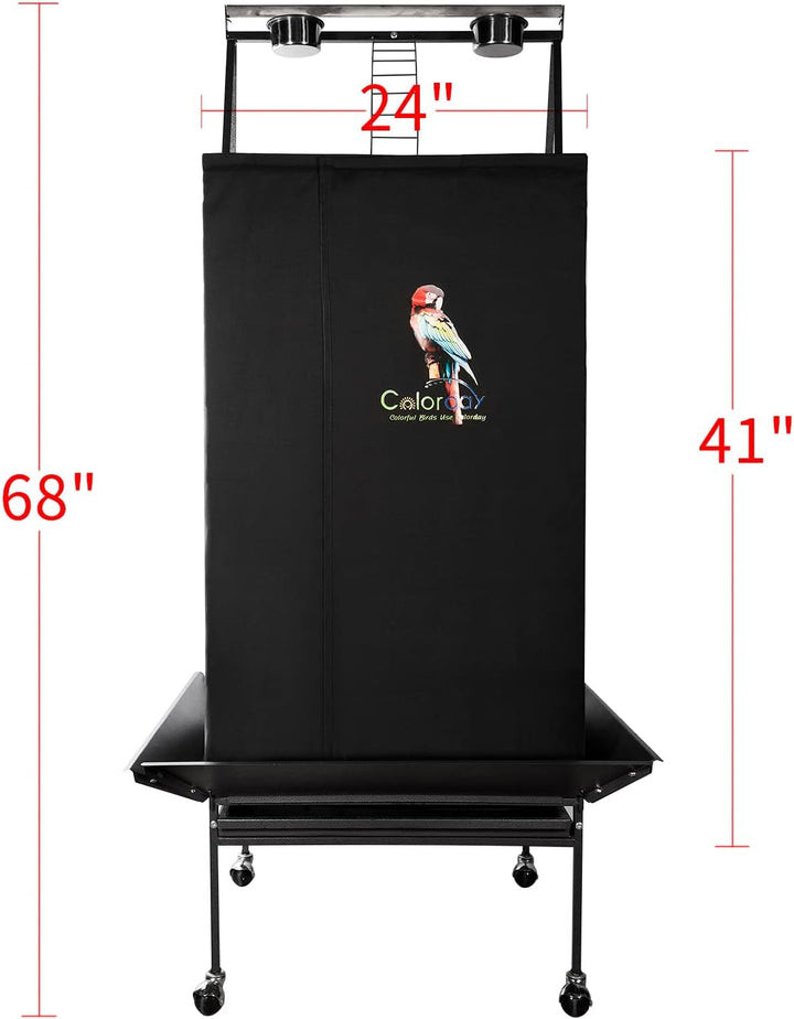 Good Night Bird Cage Cover for Large Bird Cage with Play Top (Patented), Black 68"