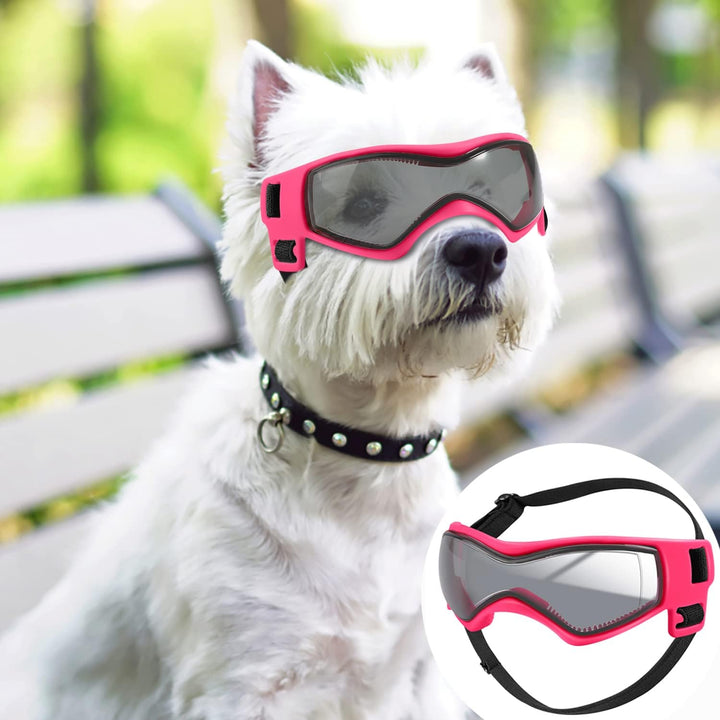 Dog Goggles UV Protection for Small to Medium Breed, Dog Sunglasses Windproof Anti-Fog Dustproof Snowproof, Puppy Glasses for Outdoor Riding Driving with Comfortable Frame Adjustable Straps