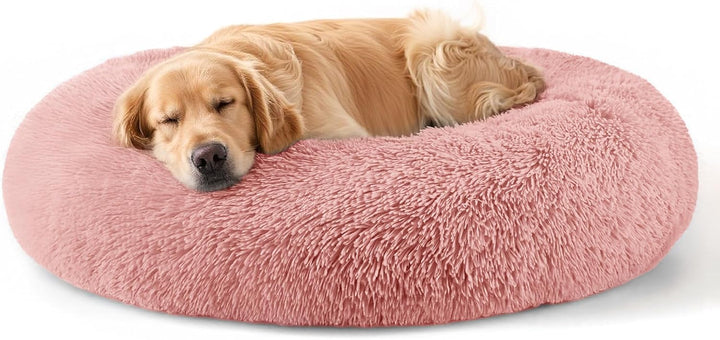 Dog & Cat Bed for Indoor Cats, 20In Calming Donut Bed for Puppy and Kitten, Washable round Fluffy Pet Bed for Small Medium Dogs and Cats (Light Grey)