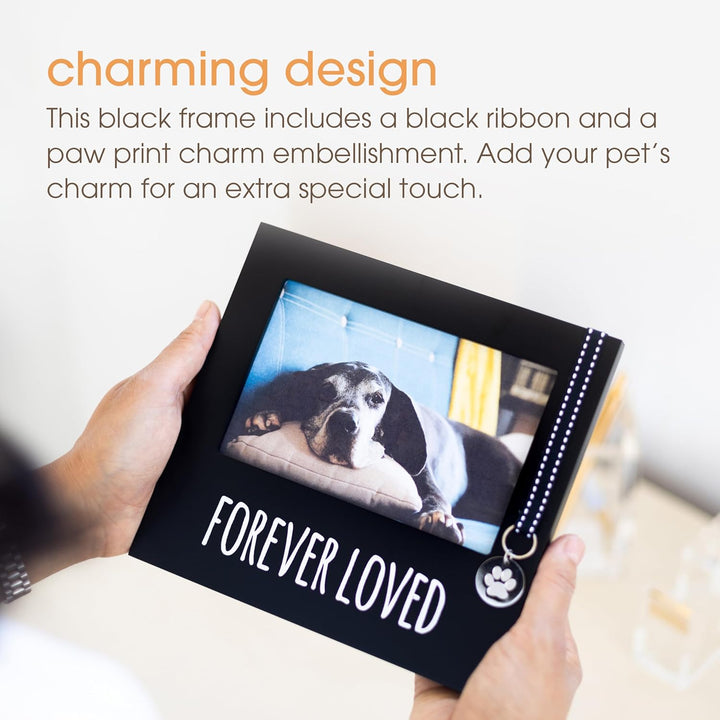 Forever Loved Pet Keepsake Picture Frame, Photo Frame for Pet Owners and Dog Lovers, Ideal Memorial Gift for Loss of Dog and Pet Remembrance, Wall Mount and Tabletop Frame, Black