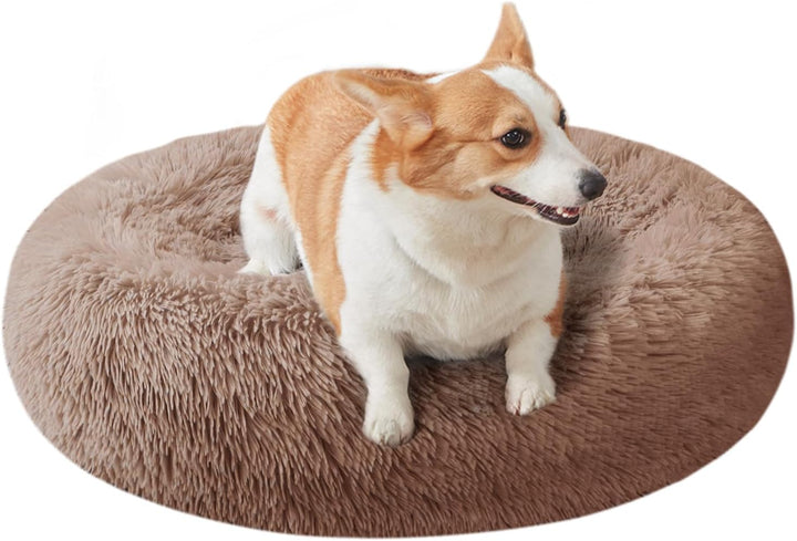 Dog Bed for Small Medium Large Dogs Cats, 20 Inch Calming Washable-Round Cozy Soft Pet Bed for Puppy and Kitten with Slip-Resistant Bottom