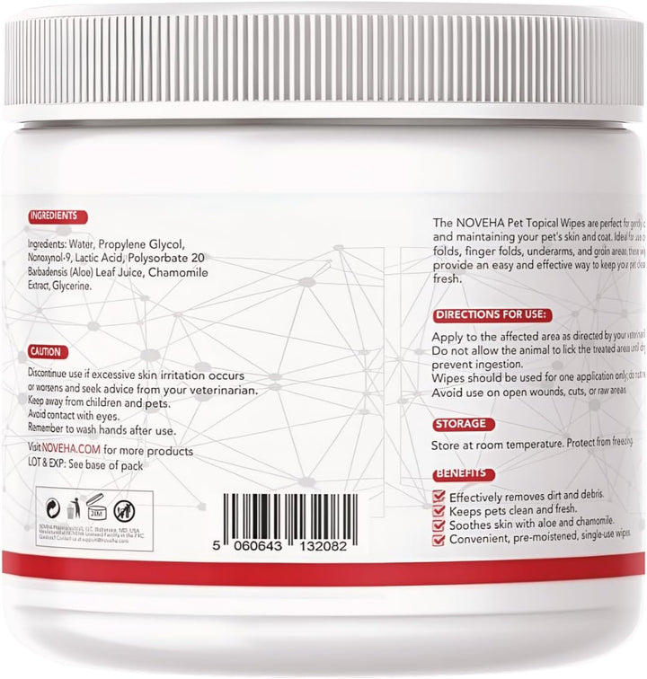 Pet Wipes - Formulated Pet Wipes - for Facial and Finger Folds, Underarms - 3" X 2" Size (150 Counts)