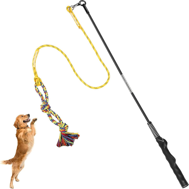 Flirt Pole for Dogs Interactive Dog Toys for Large Medium Small Dogs Chase and Tug of War, Dog Teaser Wand with Lure Chewing Toy for Outdoor Exercise & Training