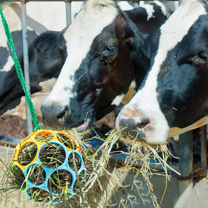 2 Pack Horse Treat Ball Hay Feeder Toy, Goat Feeder Ball Hanging Feeding Toy for Horse Goat Sheep Relieve Stress (Colorful)