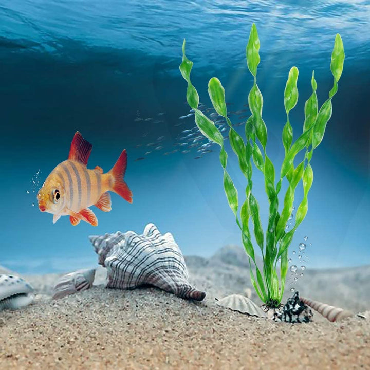 Artificial Seaweed Water Plants for Aquarium, Plastic Fish Tank Plant Decorations 10 PCS (12 Inches Tall, Green)