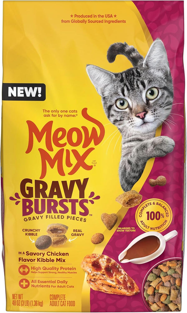 Gravy Bursts Dry Cat Food, Chicken, 3 LB Bag