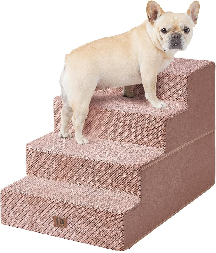 Dog Stairs for Bed 18" H, 4-Step Dog Steps for High Bed, Pet Steps for Small Dogs and Cats, Non-Slip Balanced Pet Ramp Indoor, Grey