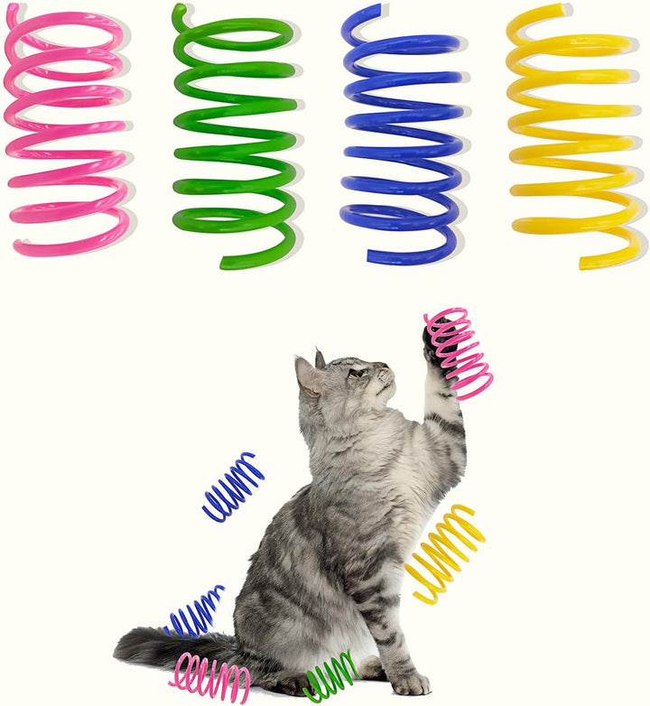 Cat Spring Toys, 30 Pack Cat Spiral Springs for Indoor Cats, Colorful & Durable Plastic Spring Coils Attract to Swat, Bite, Hunt, Interactive Toys for Kittens