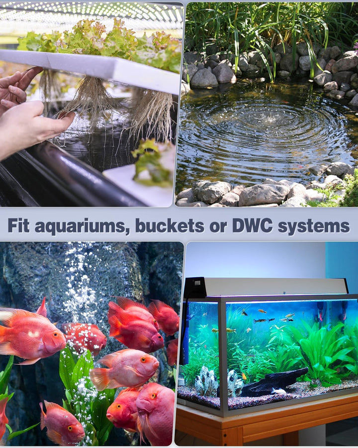 Aquarium Air Pump Oxygen Pump for 10-200 Gallon Fish Tanks Buckets Dual Outlet Adjustable Ultra Quiet Aerator Pump with Accessories