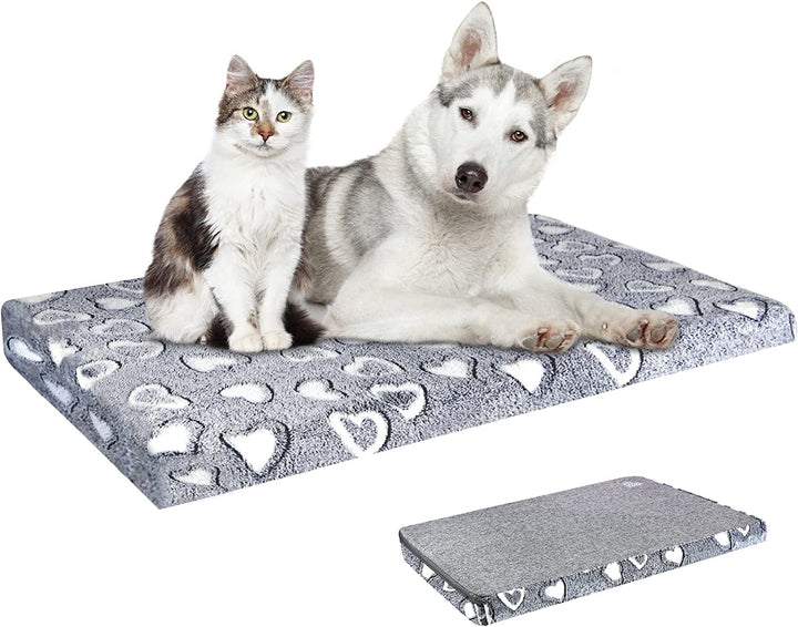 Reversible Cool and Warm Dog Bed Mat for Crates - Stylish Pad with Waterproof Inner Linings and Removable Machine Washable Cover, Firm Support for Small to Xx-Large Dogs, Grey