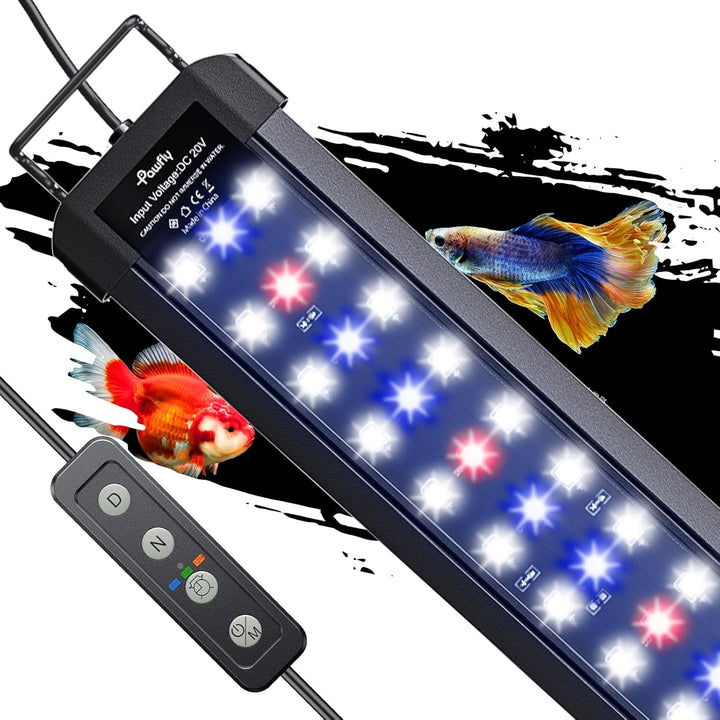 11W Aquarium LED Light for 12 to 18 Inch Fish Tanks Extendable Fish Tank Light with Full Spectrum Brilliant White Blue Red Lights with Daytime & Night Modes and Adjustable Brightness