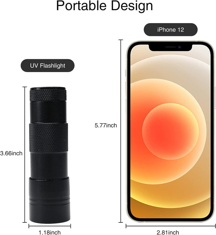 2 Pack UV Flashlight, 12 LED Handheld Blacklight Flashlight 395Nm Mini Light Torch Detector for Dog Pet Urine Stains, Bed Bugs and Scorpions. (Batteries Not Included)