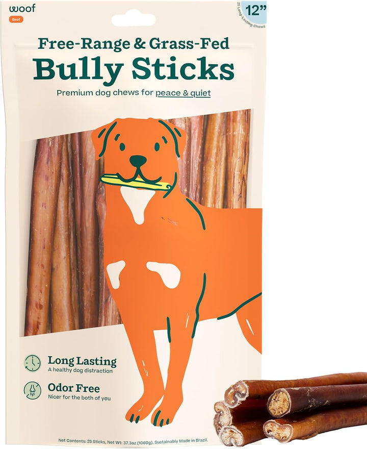 Bully Sticks Dog Treats - Chew Sticks for Dogs - Long-Lasting Dog Chew Treats - Made with Free-Range, Grass-Fed Beef - 6" Sticks - 10Pk