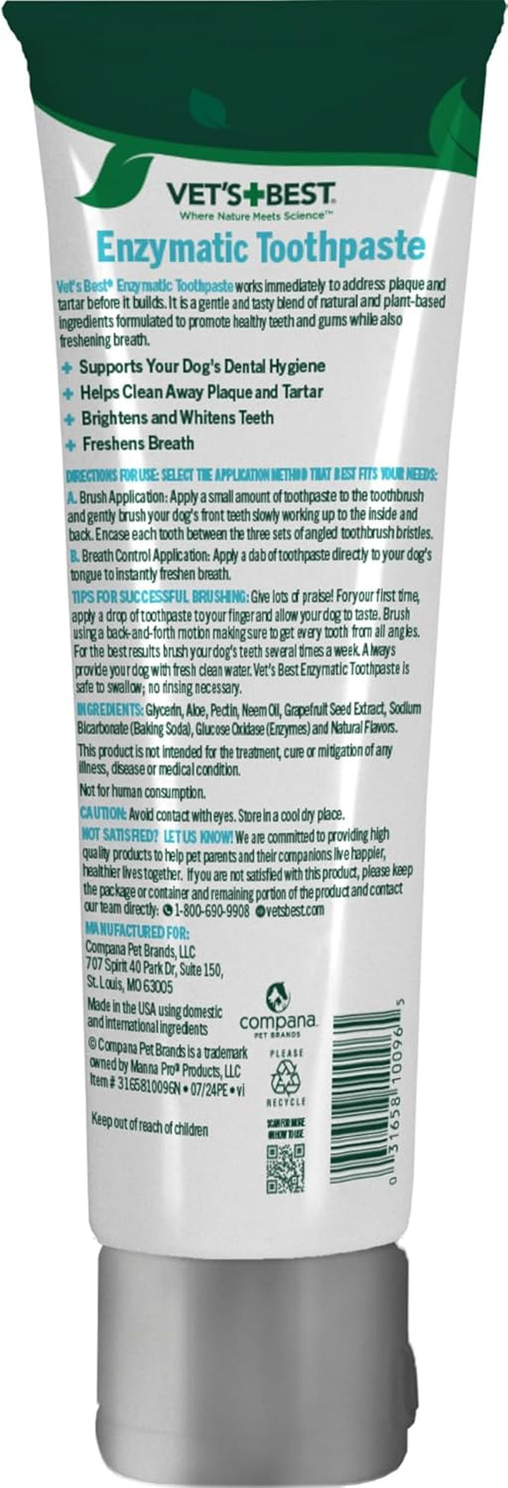Enzymatic Dog Toothpaste – Vet Formulated Dental Gel for Teeth Cleaning, Fresh Breath, Tartar Control, Plaque Remover & Oral Hygiene for Dogs, 3.5 Oz