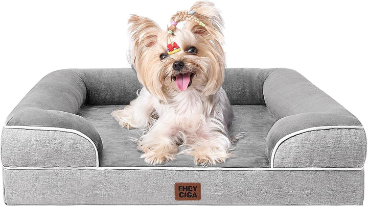 Orthopedic Dog Beds for Extra Large Dogs 44X32Inch, Waterproof Memory Foam XL Pet Bed with Sides, Non-Slip and Egg-Crate Foam Big Dog Couch Bed with Washable Removable Cover, Grey