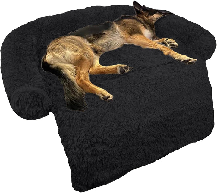 Calming Dog Bed Fluffy Plush Dog Mat for Furniture Protector with Removable Washable Cover for Large Medium Small Dogs and Cats (Large, Light Grey)