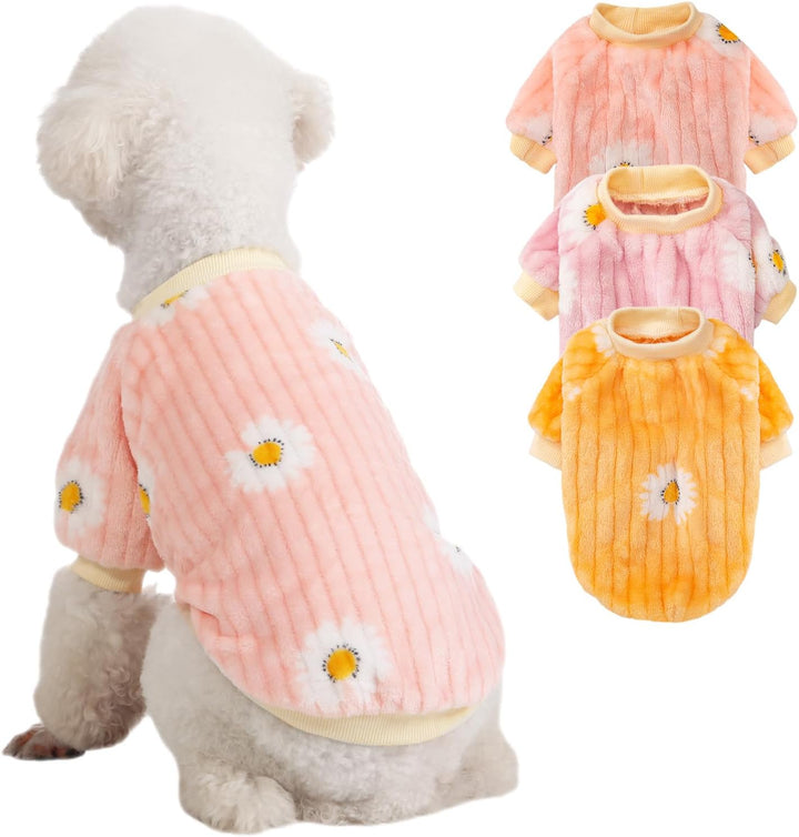 Dog Sweater, 3 Pack Dog Sweaters for Small Dogs, Dog Clothes for Small Dogs Girl Boy, Ultra Soft and Warm Puppy Sweater Dog Coat for Winter Christmas (S, Pink+Purple+Peach)