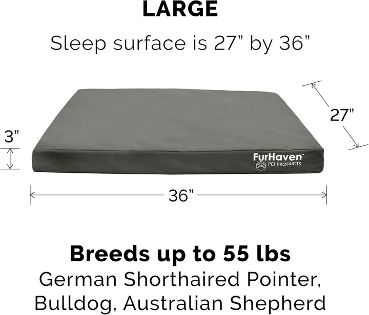 Replacement Dog Bed Cover Water-Resistant Indoor/Outdoor Logo Print Oxford Polycanvas Mattress, Washable - Stone Gray, Large