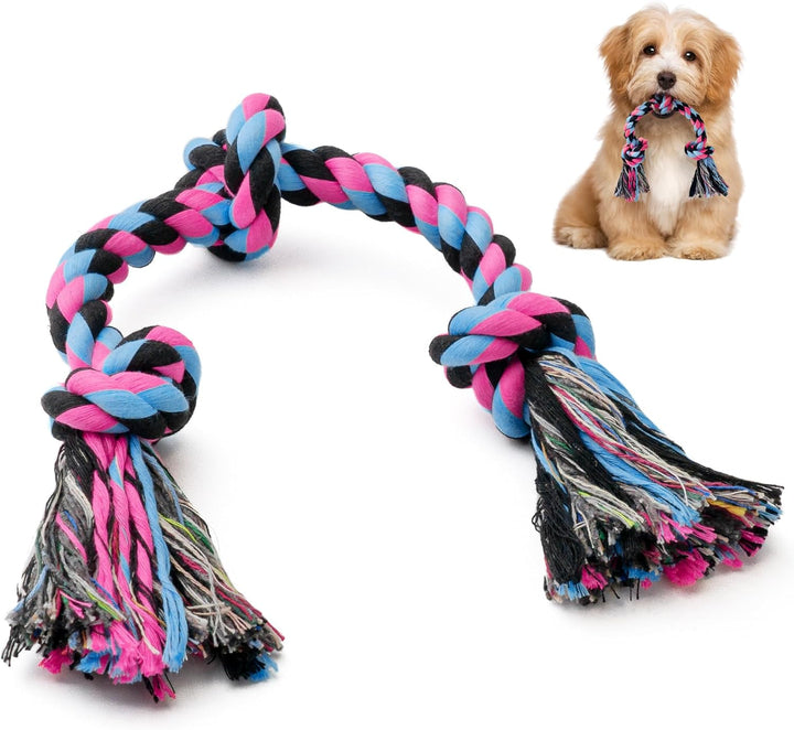 Large Tough Chew Toys for Aggressive Chewers Large Breed,Heavy Duty Dental Rope Toys Kit for Medium Dogs,5 Knots Indestructible Cotton Puppy Teething Chew Tug Toy Set of 9