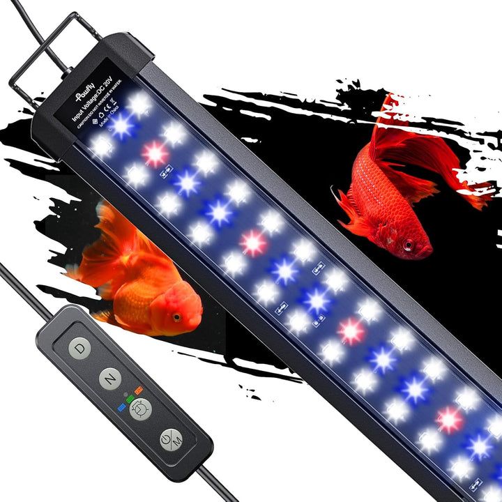 11W Aquarium LED Light for 12 to 18 Inch Fish Tanks Extendable Fish Tank Light with Full Spectrum Brilliant White Blue Red Lights with Daytime & Night Modes and Adjustable Brightness