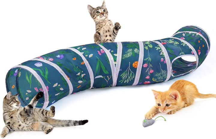 Cat Tunnel, Cat Tunnels for Indoor Cats, S-Shape Cats Cave with Cat Toys, Foldable Cat Tubes and Tunnels for Cats, Rabbit, Puppy, Guinea Pig