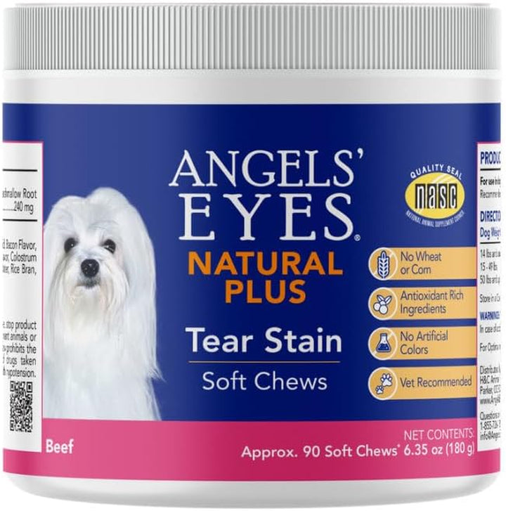 Natural Tear Stain Prevention Soft Chews for Dogs | Chicken Flavor| for All Breeds | No Wheat No Corn | Daily Supplement | Proprietary Formula