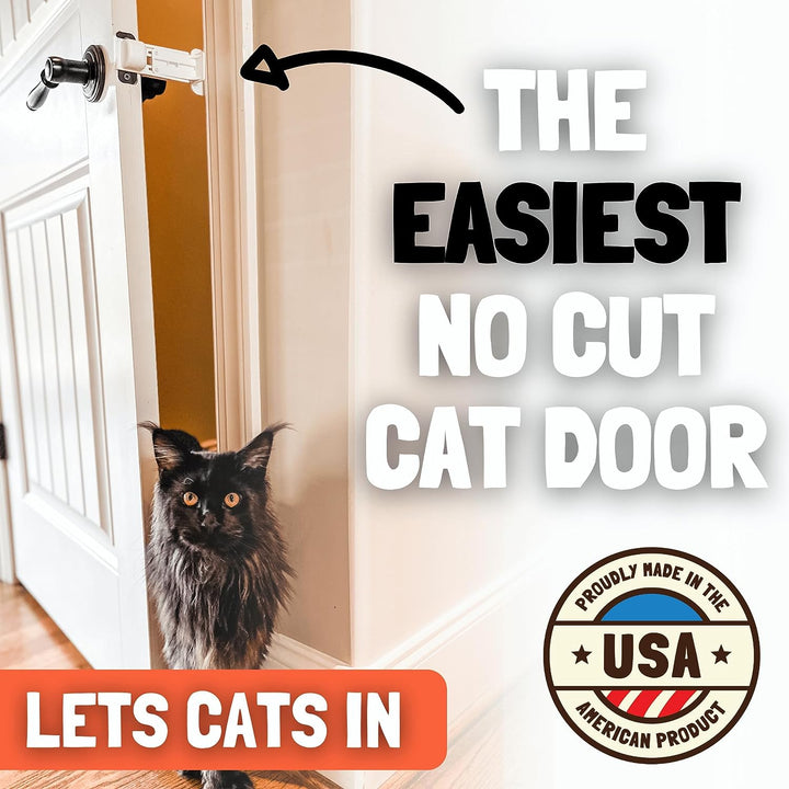 Door Prop for Cats - Easiest Cat Door Latch Holder to Keep Interior Door Open for Pets - Dog Proof Cat Feeding Station & Litter Box - Strong & Portable Door Stopper & Pet Gate Alternative
