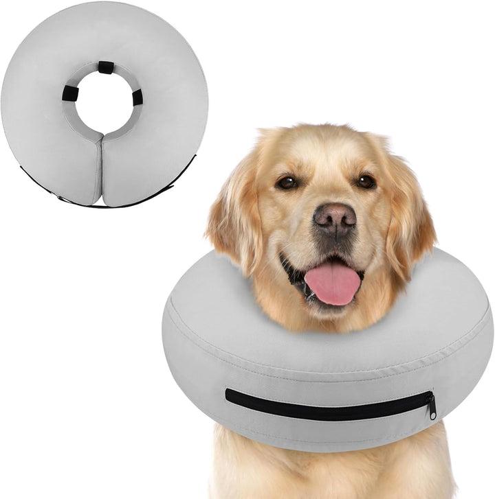 Inflatable Dog Cone Collar Alternative after Surgery, Doggie Neck Donut Collar Recovery Ecollar, Soft Dog Cone for Small Medium Large Dogs