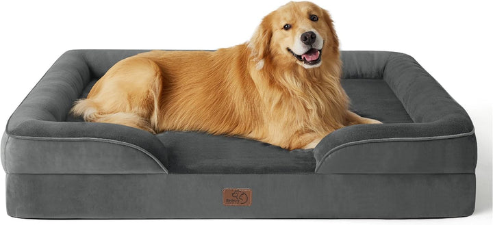 Orthopedic Dog Beds Large Sized Dog - Washable Large Dog Cat Bed Waterproof, Comfort Dogs Couch Sofa with Washable Removable Cover, Pet Bed with Nonskid Bottom, Grey, 35"