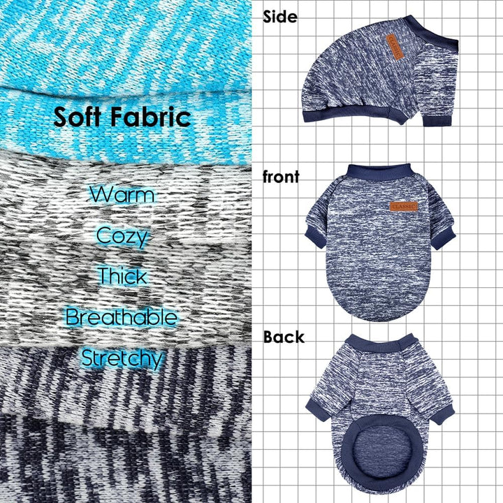3 Pack Dog Sweaters for Small Dogs Girl Boy Winter Fleece Clothes Warm Soft Dog Sweatshirt Outfit for Dogs Cats Pet Apparel (Navy Blue+Grey+Light Blue, Medium)