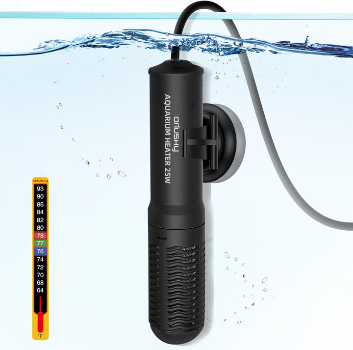 25W Small Submersible Aquarium Heater, Constant Temperature Betta Fish Tank Heater of 78℉For 1-6 Gallons Freshwater & Saltwater Tanks