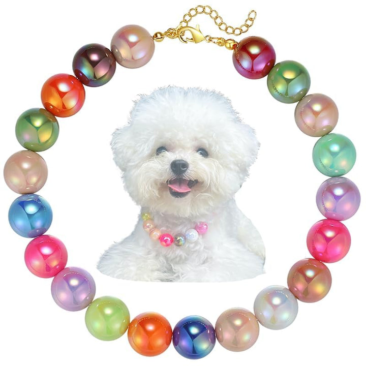 Dogs Necklace,Pet Fashion Necklace, Colorful Beaded Necklace,Pet Jewelry,Vibrant Candy-Colored Pet Jewelry Necklace for Cats and Dogs(12.6-14.57 Inches)