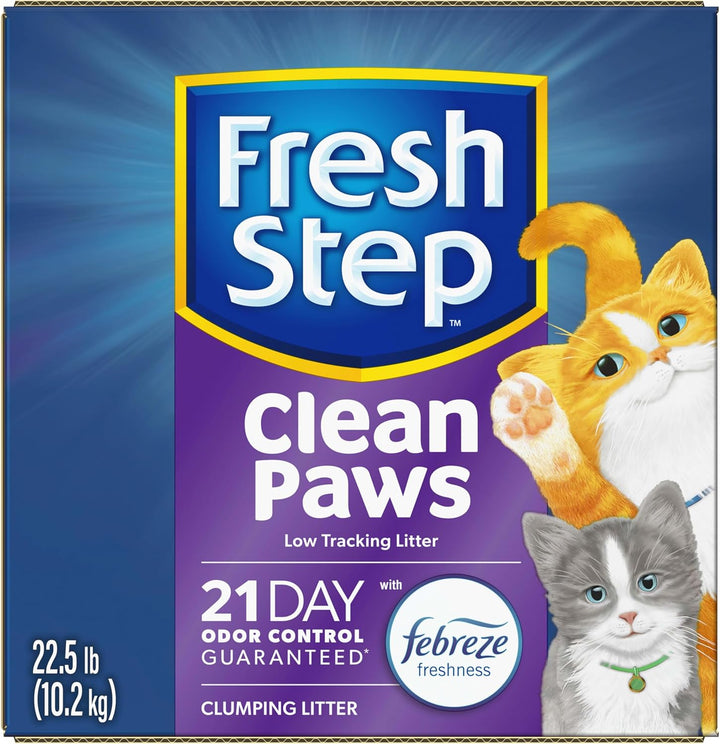 Clean Paws Cat Litter with Febreze Freshness, Multi-Cat Low-Tracking Clumping Litter with Guaranteed Odor Control, 22.5 Lb. Box