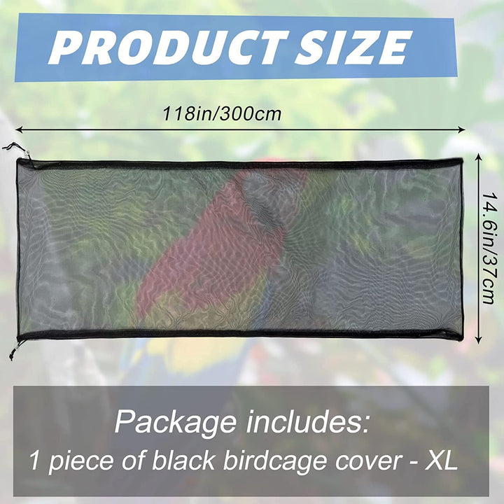 Bird Cage Netting Seed Catcher Adjustable Bird Cage Skirt Seed Catcher Large Soft Breathable Mesh Bird Seed Catchers for Indoor round Square Cage (Circumference 80 Inch to 118 Inch)
