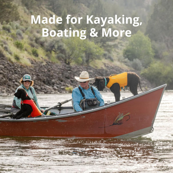 , Float Coat Dog Life Jacket, Premium Buoyancy Swim Vest with Lift Handle, Secure Fit & Reflective Trim, Adjustable Flotation for Swimming, Boating, & Outdoor Adventures, Wave Orange, Medium