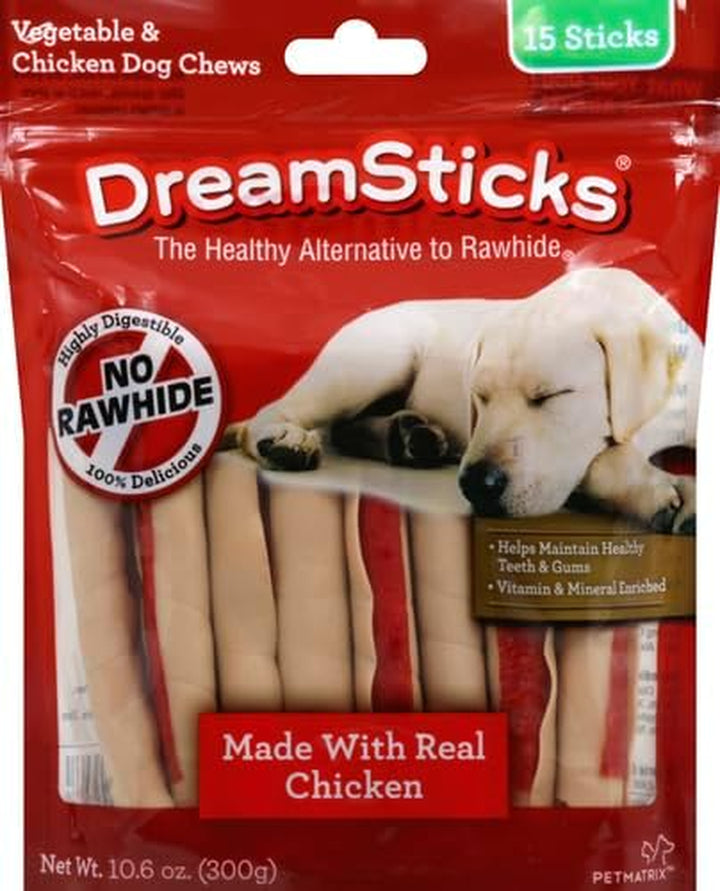 Dreamsticks with Real Chicken Chews for Dogs, 15 Count, These Easy-To-Digest Rawhide-Free Chews Are a Dog’S Favorite Distraction