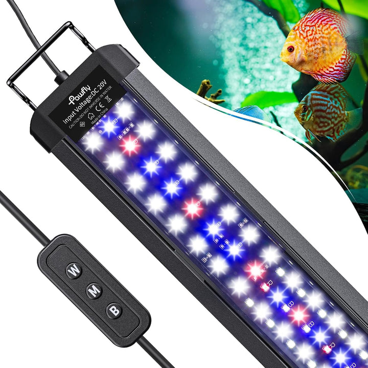 11W Aquarium LED Light for 12 to 18 Inch Fish Tanks Extendable Fish Tank Light with Full Spectrum Brilliant White Blue Red Lights with Daytime & Night Modes and Adjustable Brightness