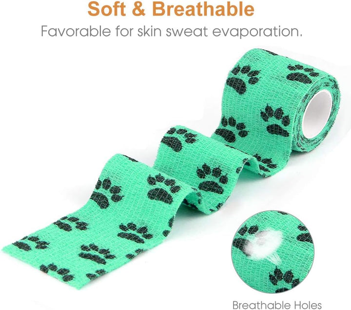 Vet Wrap Cohesive Bandages Bulk Self Adhesive Bandage Wrap Self Adherent Wrap Non-Woven for Dogs Pet Animals & Ankle Sprains & Swelling 2 Inch X 5 Yards (2 Inch Claw)
