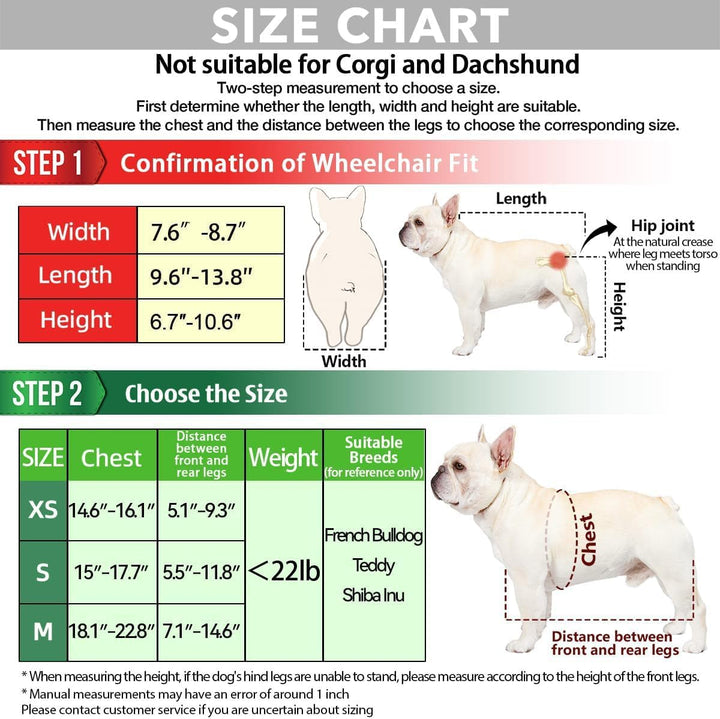 2024 Upgraded Dog Wheelchair for Back Legs Small Wheelchair for Dogs with Disabled Hind Legs Walking Adjustable Dog Carts with Heavy Duty Wheels