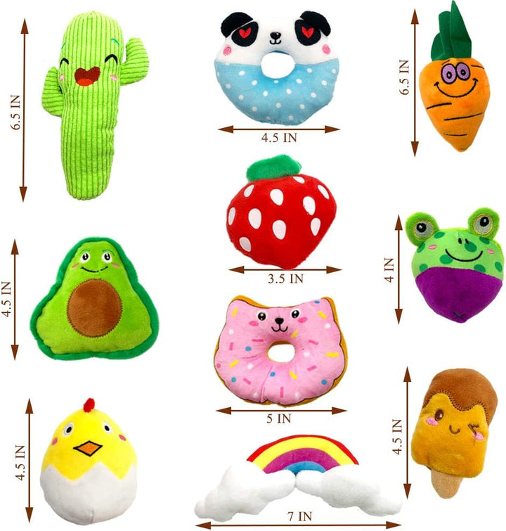 18 Pack Dog Squeaky Toys Cute Stuffed Pet Plush Puppy Chew for Small Medium Pets - Bulk