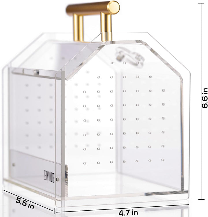 Jumping Spider Enclosure - Acrylic Terrarium Habitat for Spiders, Tarantulas, Snail, Mantis, Lizard, and Small Reptiles, Magnetic Doors (5.5X4.7X6.6 Inch)