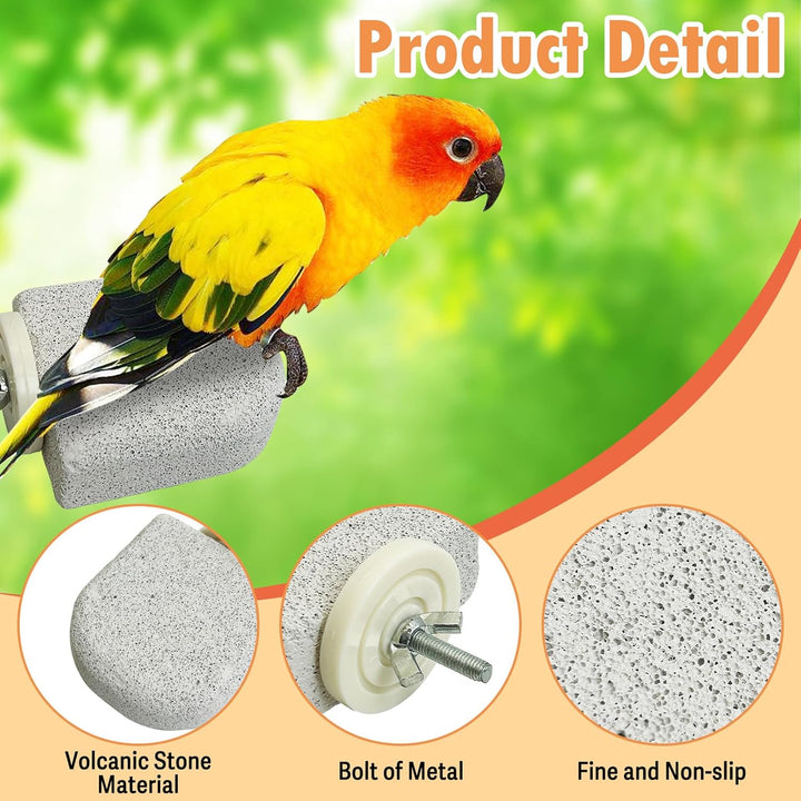 4 PCS Bird Perch Stands Parrot Calcium Perch Beak Grinding Stone Foot Claws Trimmer Parakeet Platform Parrot Chewing Toys for Small Medium Cockatiel Conure Lovebird Finch