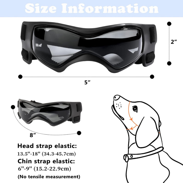 Dog Goggles UV Protection for Small to Medium Breed, Dog Sunglasses Windproof Anti-Fog Dustproof Snowproof, Puppy Glasses for Outdoor Riding Driving with Comfortable Frame Adjustable Straps