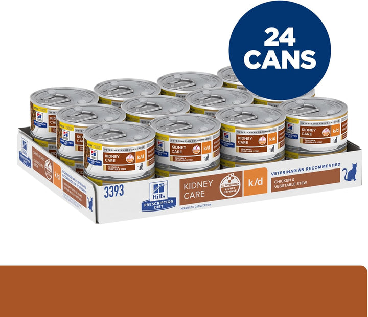 K/D Kidney Care Chicken & Vegetable Stew Wet Cat Food, Veterinary Diet, 2.9 Oz. Cans, 24-Pack