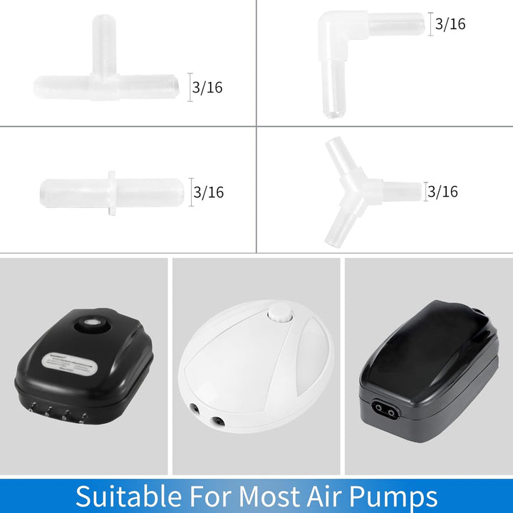 Aquarium Airline Tubing Connector, Fish Tank Air Pump Connector, Plastic, 40Pcs