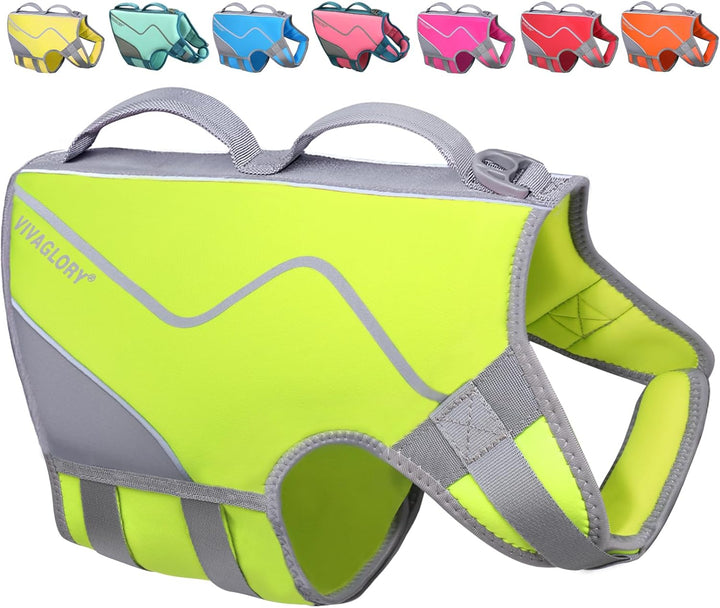 Neoprene Dog Life Vest, Dog Life Jacket for Swimming & Boating, Lightweight & Buoyancy for Puppy Doggy, Swimming Vest with Handle, XS, Raspberry Pink