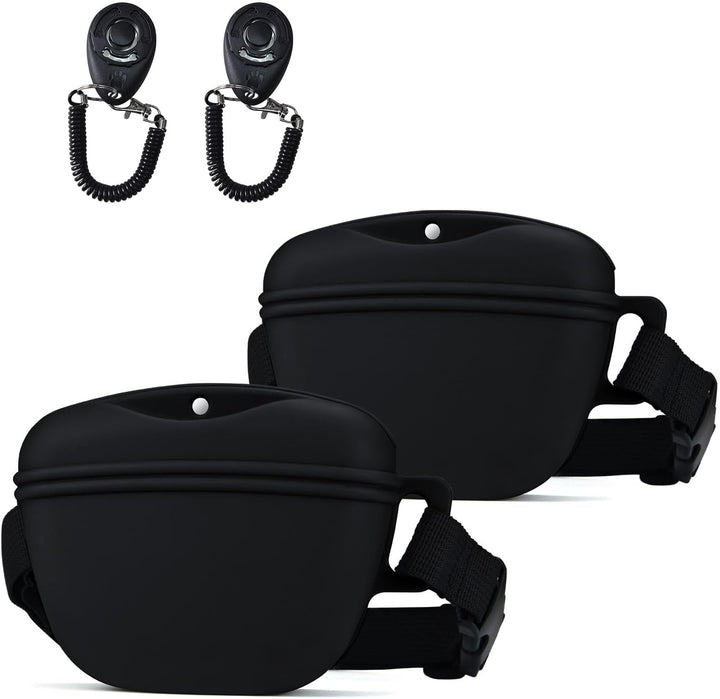 Pet Training Snack Pouch with Clicker 2.0 Upgraded Magnetic Closure, 1.66 Cup Silicone Belt for Dog Treats，Perfect for Exercising and Walking