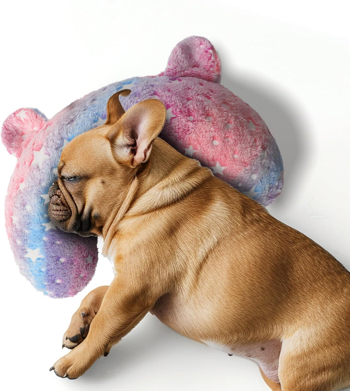 Dog Pillows for Large Dogs, Glow in the Dark Soft Neck Pillow, U-Shaped Pillow for Cat and Dog, Machine Washable Toy & Birthday Gift (Glow Grey, L)